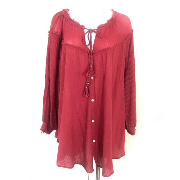 Free People bottom up oversize tassel dress M - Picture 1 of 8